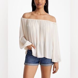 Express brand off the shoulder pleated blouse